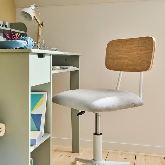 Chaise de bureau métal et bois LIGNE SCHOOL gris