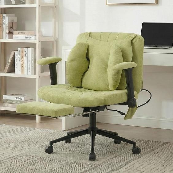 Chaise de bureau pivotante, réglable en hauteur, avec repose-pieds, capacité de charge de 150 kg, dimensions 80 x 55 x 86 cm, couleur bleue