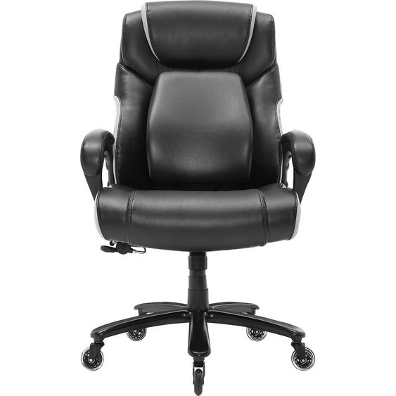 Chaise de bureau pour charges lourdes de SucceBuy, grande et haute, capacité de charge 180 kg, soutien lombaire réglable, assise large à rembourrage épais, base métallique stable, roulettes silencieuses, idéale pour de longues heures de travail