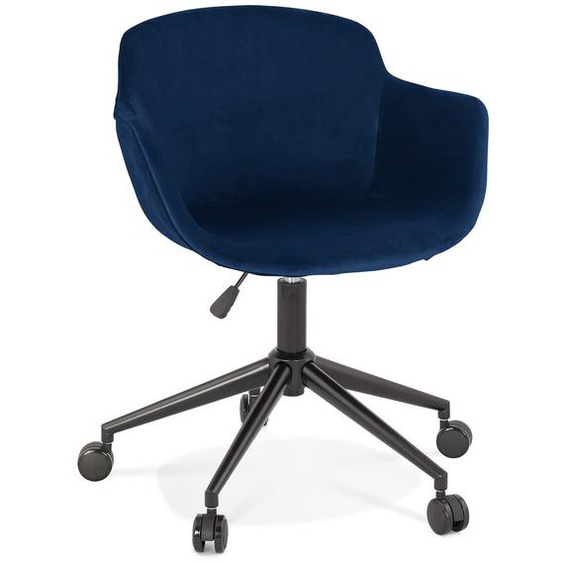 Chaise de bureau ROLLING en velours bleu sur roulettes