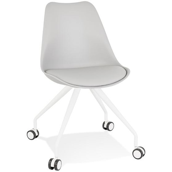Chaise de bureau sur roulettes SKIN grise avec structure en métal blanc
