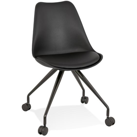 Chaise de bureau sur roulettes SKIN noire avec structure en métal noir