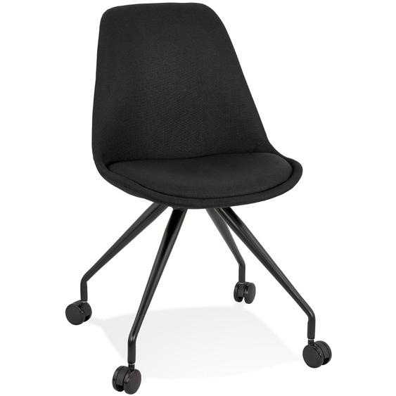 Chaise de bureau sur roulettes SNAP en tissu noir avec structure en métal noir