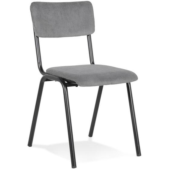 Chaise de cuisine VANINA en tissu côtelé gris foncé