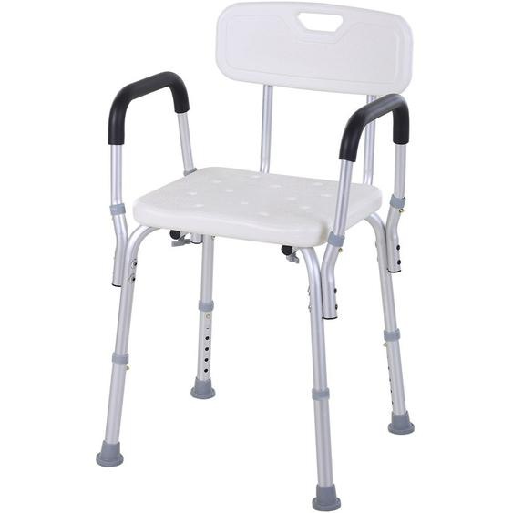 Chaise de douche siège de douche ergonomique hauteur réglable pieds antidérapants charge max. 135 Kg alu hdpe blanc