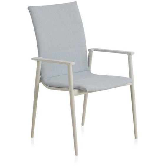 Chaise de jardin Aluminium Blanc/Bleu - TIAS - L 61 x l 63 x H 95 cm