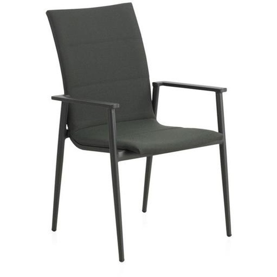 Chaise de jardin Aluminium Gris/Vert - TIAS - L 61 x l 63 x H 95 cm