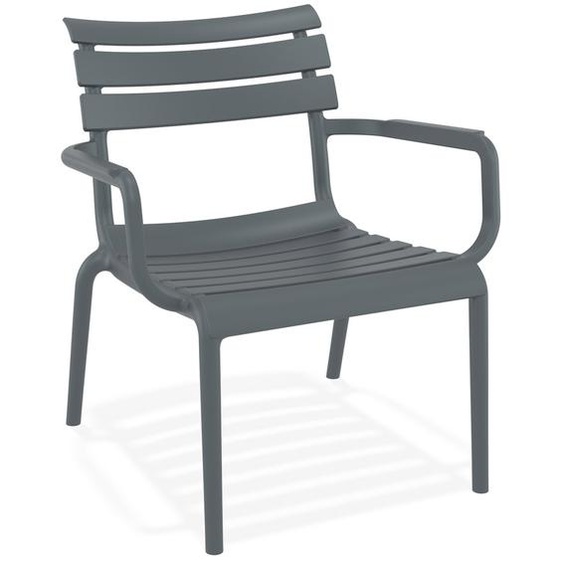 Chaise de jardin avec accoudoirs AROMA grise foncé en matière plastique