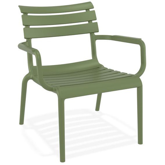 Chaise de jardin avec accoudoirs AROMA verte en matière plastique