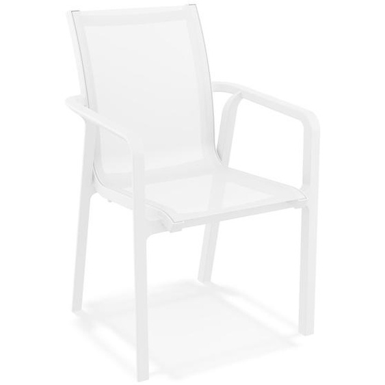 Chaise de jardin avec accoudoirs CINDY en matière plastique blanche empilable