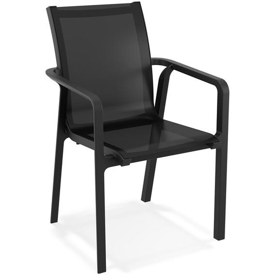 Chaise de jardin avec accoudoirs CINDY en matière plastique noire empilable