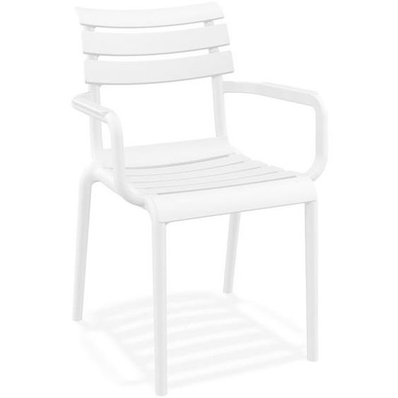 Chaise de jardin avec accoudoirs FLORA blanche en matière plastique