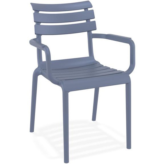 Chaise de jardin avec accoudoirs FLORA gris foncé en matière plastique