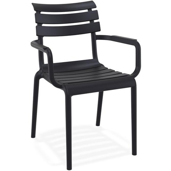 Chaise de jardin avec accoudoirs FLORA noire en matière plastique