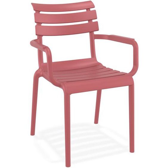 Chaise de jardin avec accoudoirs FLORA rouge en matière plastique