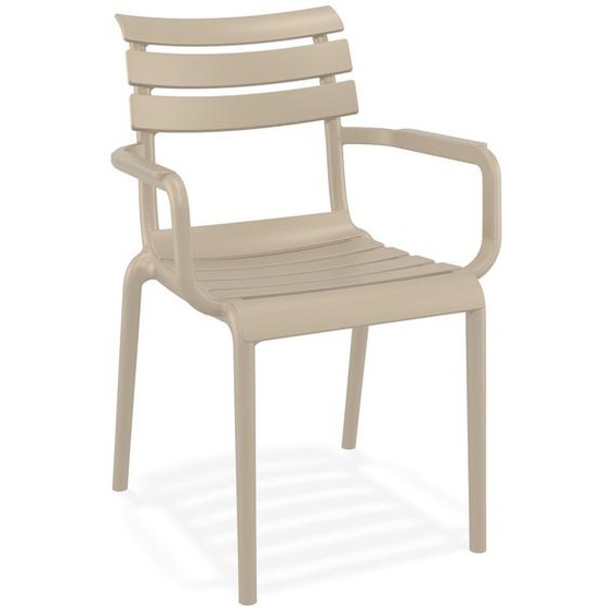 Chaise de jardin avec accoudoirs FLORA taupe en matière plastique