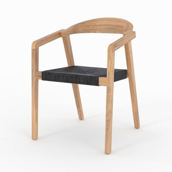 Chaise de jardin en bois de teck recyclé et rotin synthétique - Malio - Rendez-Vous Déco