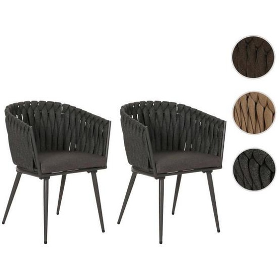 Lot de 2 chaises de jardin en aluminium HWC-N38 anthracite Coussin gris foncé