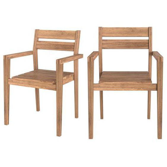 Chaise de jardin - RENDEZ VOUS DECO - Lucia - Bois de teck - Lot de 2 - Dimensions 56.5x46x84 cm