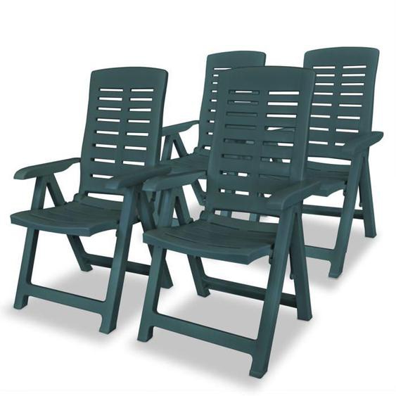 Chaise de jardin - vidaXL - Inclinable - Plastique - Vert - 4 positions dinclinaison