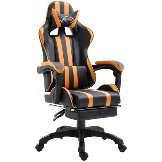 Chaise de jeu avec repose-pied Orange Similicuir
