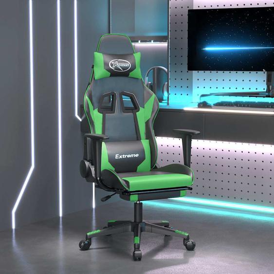 Chaise de jeu de massage et repose-pied Noir et vert Similicuir