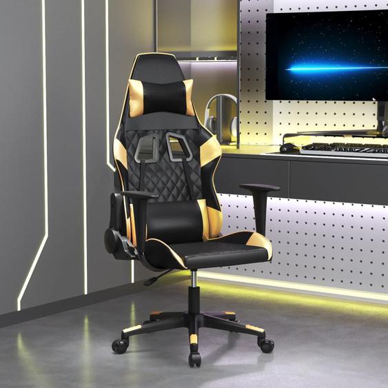 Chaise de jeu de massage Noir et doré Similicuir