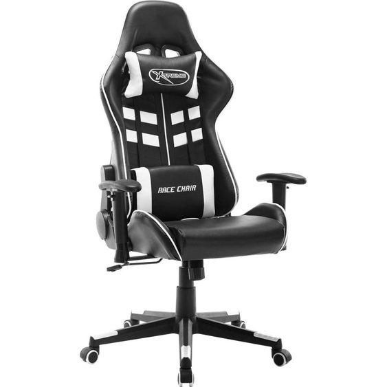 Chaise de jeu noir et blanc en similicuir