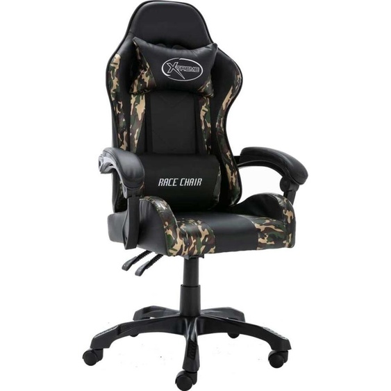 Chaise de jeu noir et camouflage similicuir
