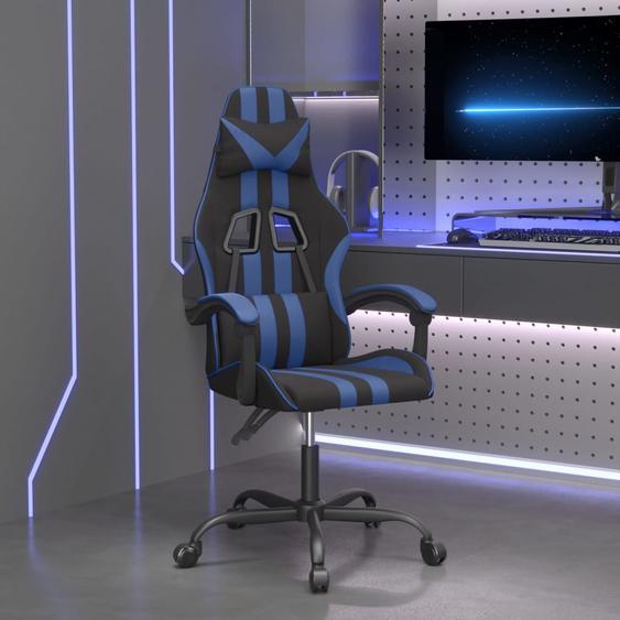 Chaise de jeu pivotante Noir et bleu Similicuir