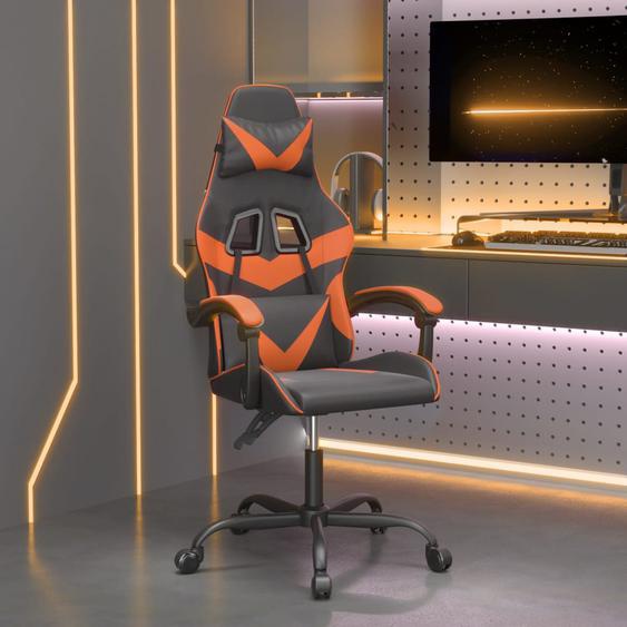 Chaise de jeu pivotante Noir et orange Similicuir
