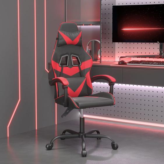 Chaise de jeu pivotante Noir et rouge Similicuir