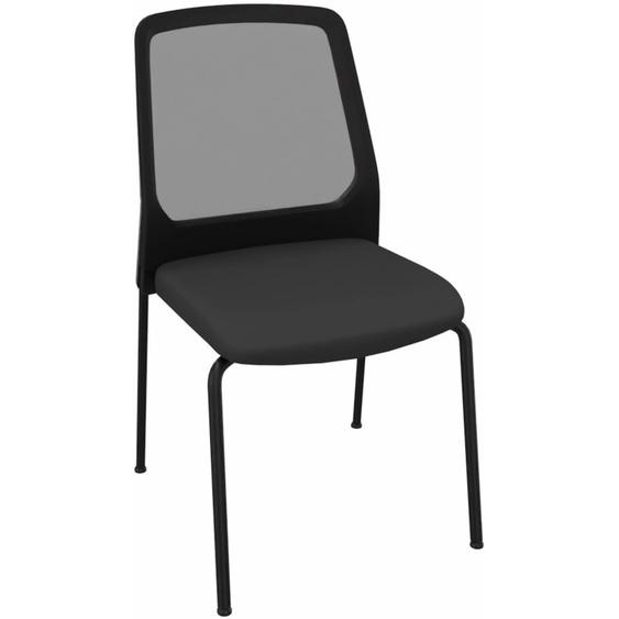 Chaise de réunion et visiteur Buddy Dossier Résille filet Noir - Pieds époxy Chrome