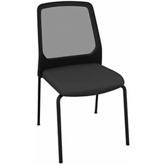 Chaise de réunion et visiteur Buddy Dossier Résille filet Noir - Pieds époxy Chrome
