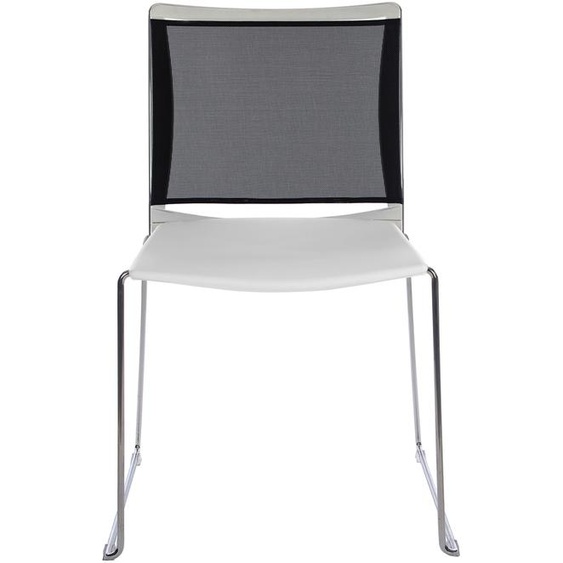 Chaise de réunion et visiteur Giulia coque en polypropylène Blanc - dossier en maille Noir - piètement fil chromé métal