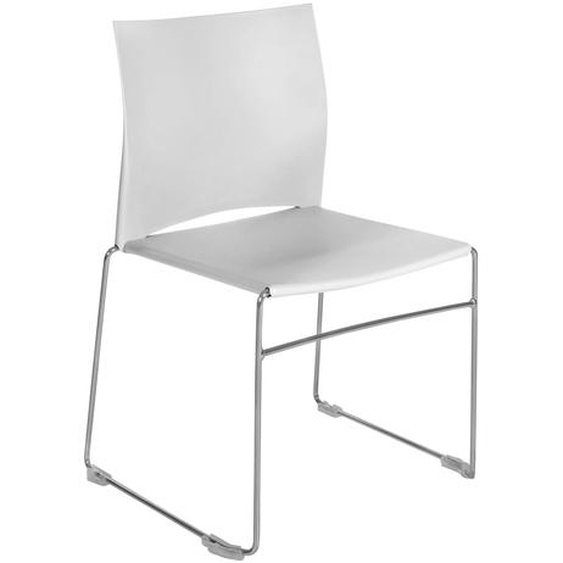 Chaise de réunion et visiteur Giulia, polypropylène, piètement fil chromé métal, Blanc