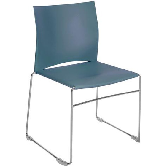 Chaise de réunion et visiteur Giulia, polypropylène, piètement fil chromé métal, Bleu
