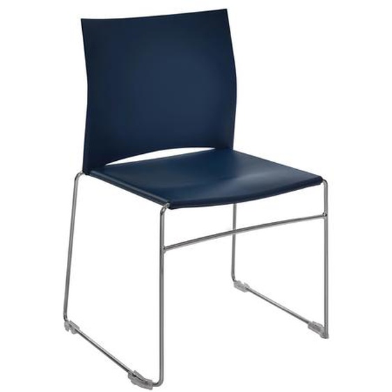 Chaise de réunion et visiteur Giulia, polypropylène, piètement fil chromé métal, Bleu marine
