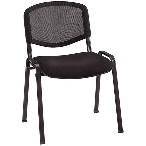 Chaise de réunion & réception First Maille Noir – Pieds métal