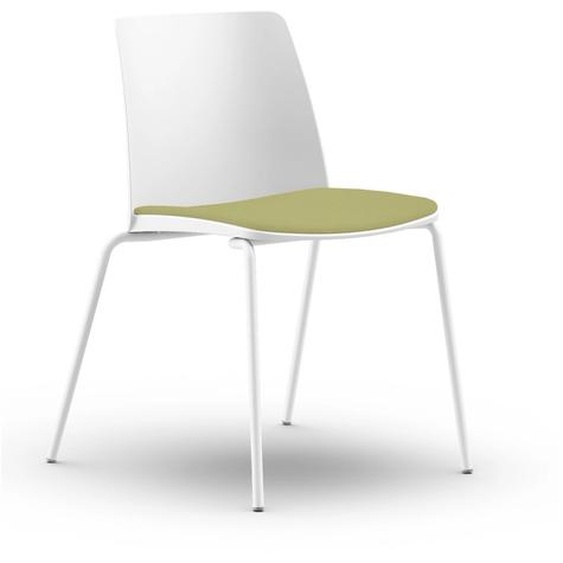 Chaise de réunion & visiteur Aria polypropylène assise tapissée piètement métal – Blanc