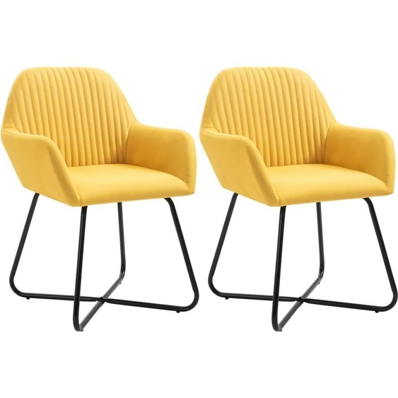 Chaise de salle à manger 2 pcs. Tissu jaune , Chaises de salle à manger Design 2024