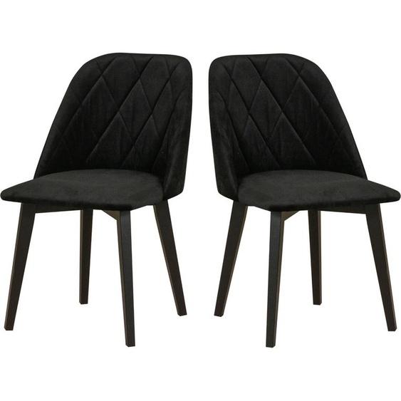 Chaise de salle à manger 2 x MONTI 3, noir, kronos 7, coutures : Rombus