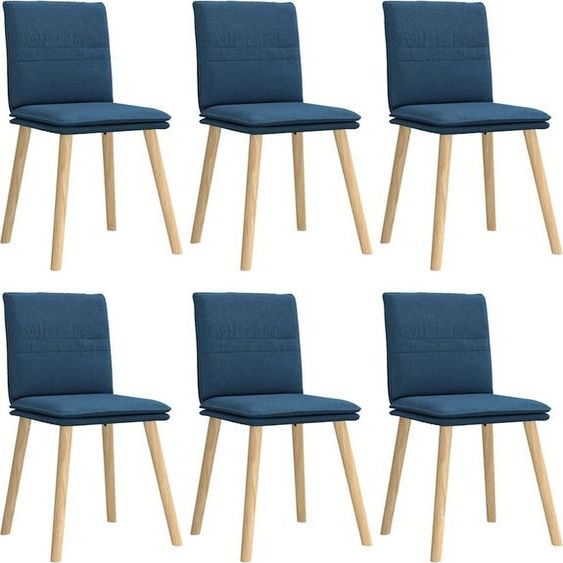 Chaises à manger lot de 6 bleu tissu