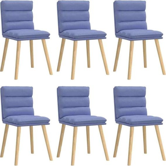 Chaises à manger lot de 6 bleu jean tissu