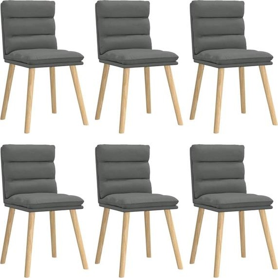 Chaises à manger lot de 6 gris foncé tissu