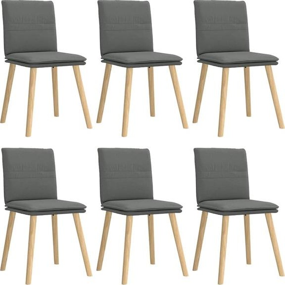 Chaises à manger lot de 6 gris foncé tissu