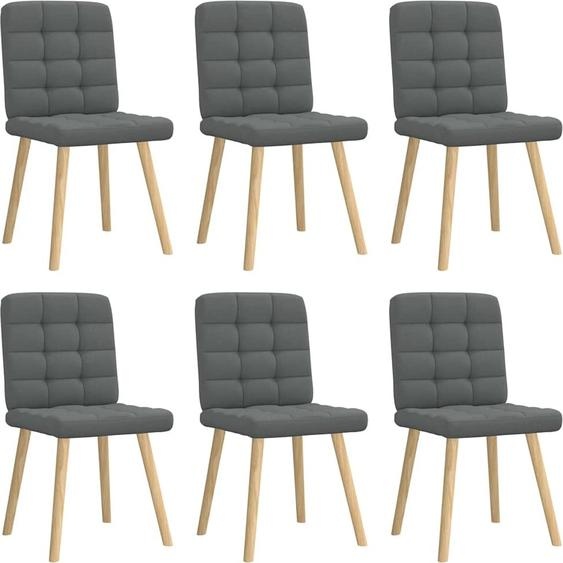 Chaises à manger lot de 6 gris foncé tissu