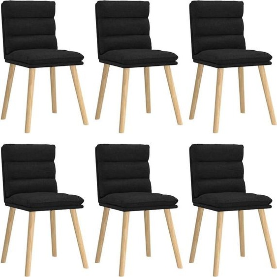 Chaises à manger lot de 6 noir tissu