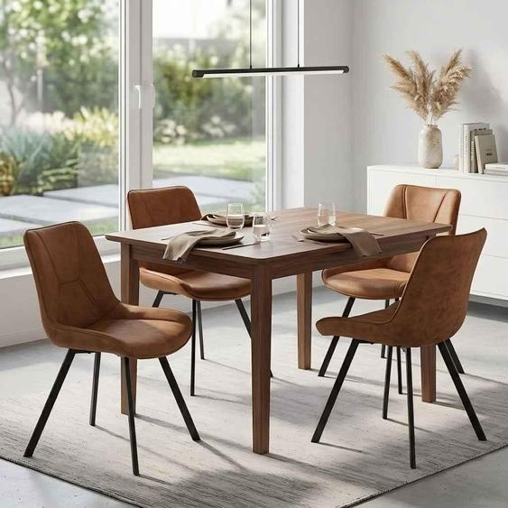 Chaise de salle à manger AIORBER avec accoudoirs, chaise rembourrée à pieds métalliques, chaise de cuisine ergonomique, revêtement en velours côtelé, 85 cm, marron