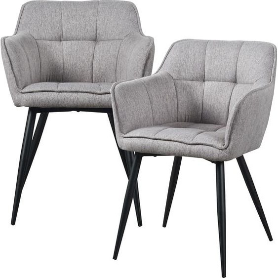 Chaise de salle à manger Birmingham set de 2 avec accoudoirs rembourré pieds en acier gris